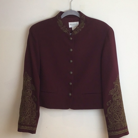 Emanuel Ungaro Jackets & Blazers - Vintage Emanul Ungaro cropped bolero style jacket / beadwork on collar/cuffs 12